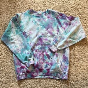 Ice Dye Tie-Dye Sweatshirt in Purple and Blue